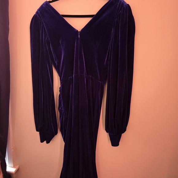 Micheline Pitt Film Noir Blue Velvet Gown With Turban Size Large - Picture 6 of 7